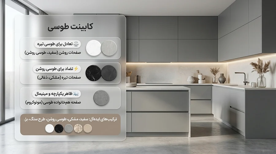 رنگ کابینت طوسی